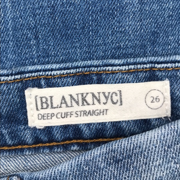 Blank NYC Distressed Raw-Hem Deep Cuff Straight Jeans 26 - Picture 10 of 14
